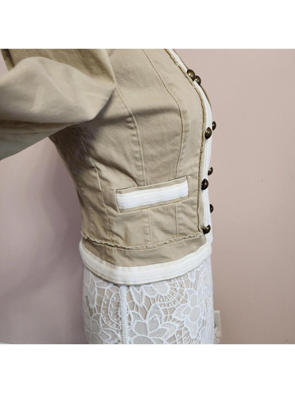 flawless White House Black Market Tan white military like blazer jacket 6 - Picture 8 of 9